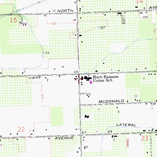 Topographic Map of Hart - Ransom Elementary School, CA