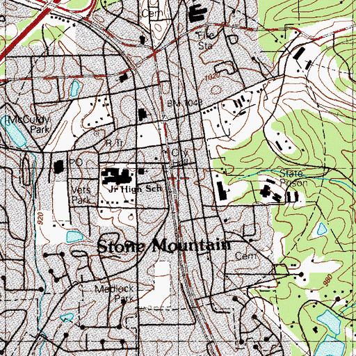 Topographic Map of Stone Mountain Police Department, GA