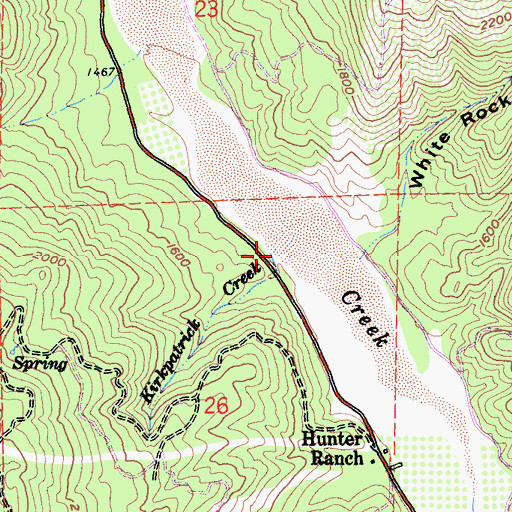 Topographic Map of Kirkpatrick Creek, CA
