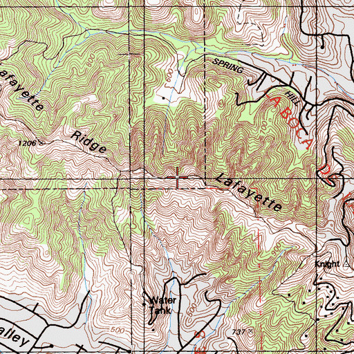 Topographic Map of Lafayette Ridge, CA