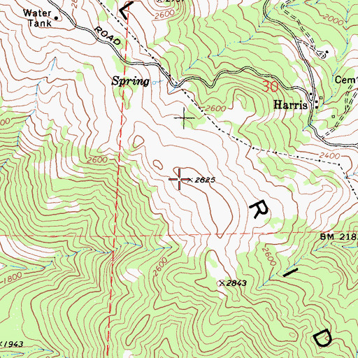Topographic Map of Mail Ridge, CA
