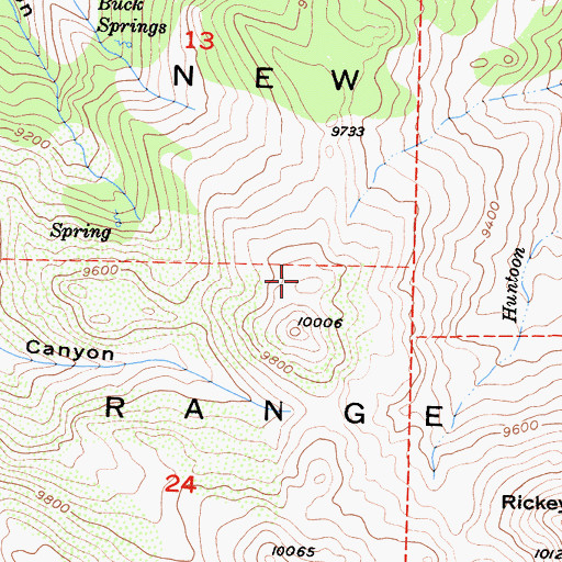 Topographic Map of New Range, CA