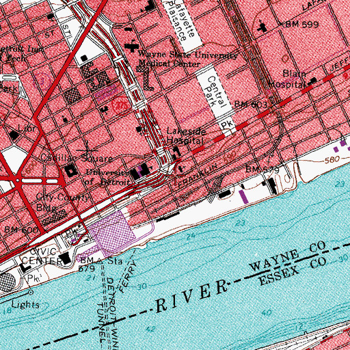 Topographic Map of Christ Church-Detroit, MI