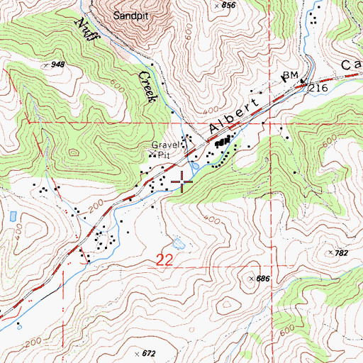 Topographic Map of Nuff Creek, CA