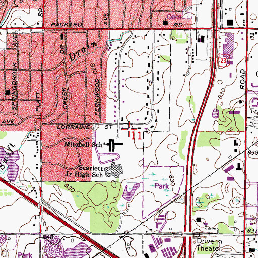 Topographic Map of Packard Medical Office Building, MI