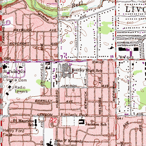 Topographic Map of Merri-Five Center Shopping Center, MI