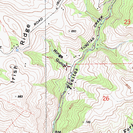 Topographic Map of Rings Gulch, CA