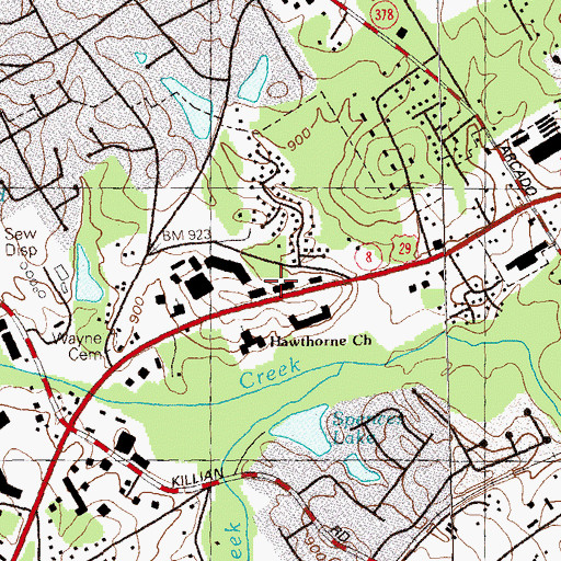 Topographic Map of Arcado Shopping Center, GA