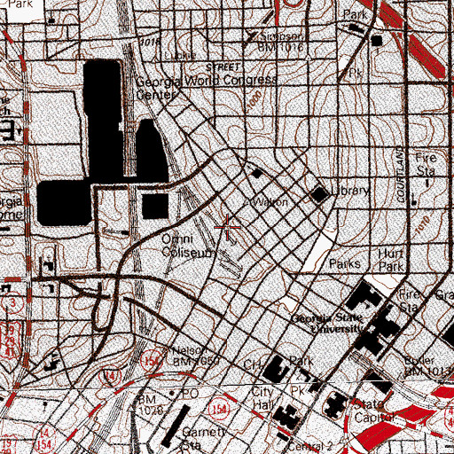 Topographic Map of Atlanta Downtown Post Office, GA