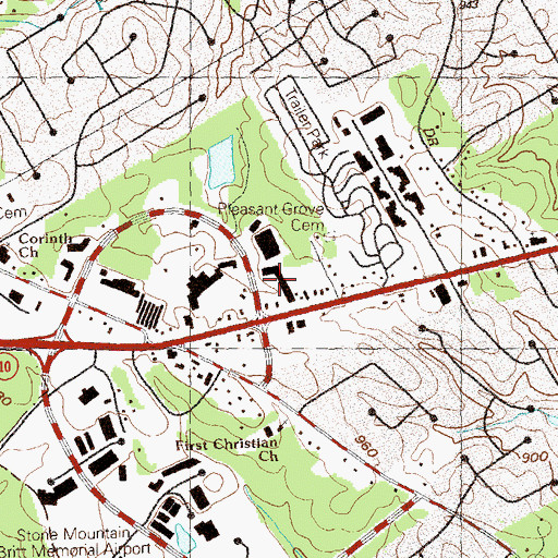 Topographic Map of Park Place Square Shopping Center, GA