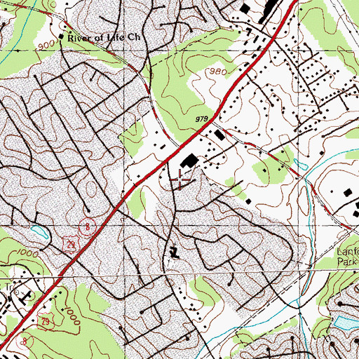 Topographic Map of Gwinnett County Fire and Emergency Services Station 2, GA