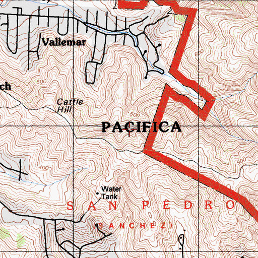 Topographic Map of San Pedro, CA