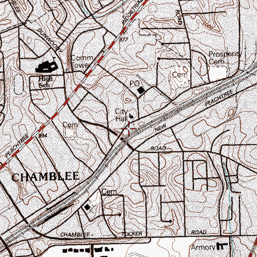 Topographic Map of Chamblee Antique Mall, GA