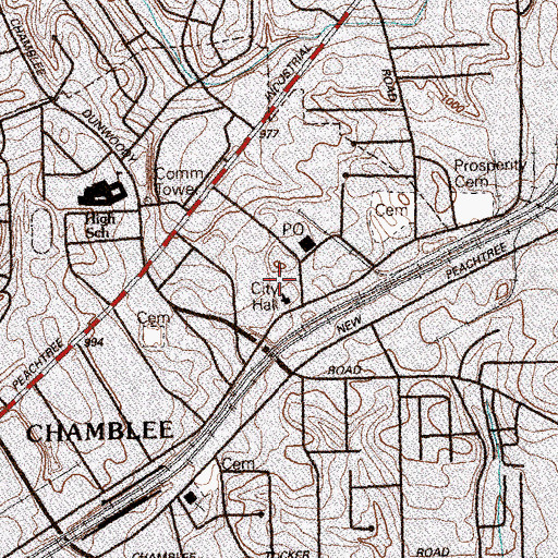 Topographic Map of Chamblee City Police Department, GA