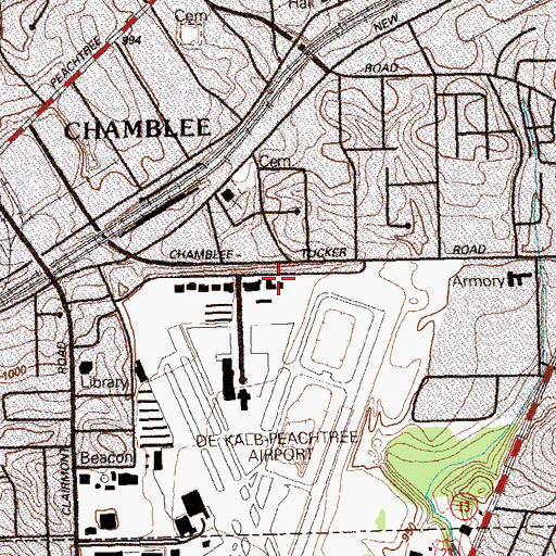 Topographic Map of DeKalb County Fire and Rescue Department Station 15, GA