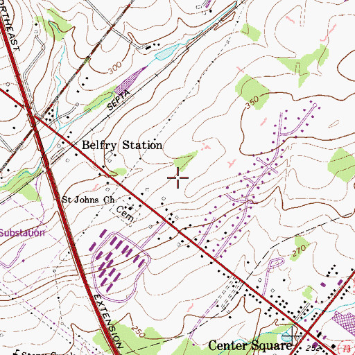 Topographic Map of Belfry Meadow, PA