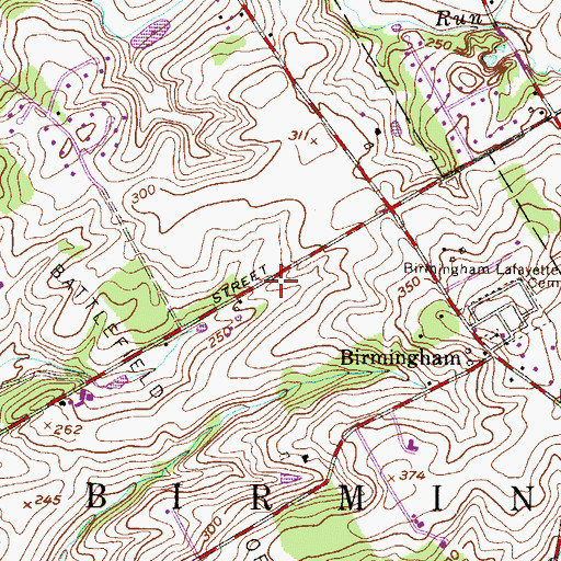 Topographic Map of Birmingham Township Building, PA