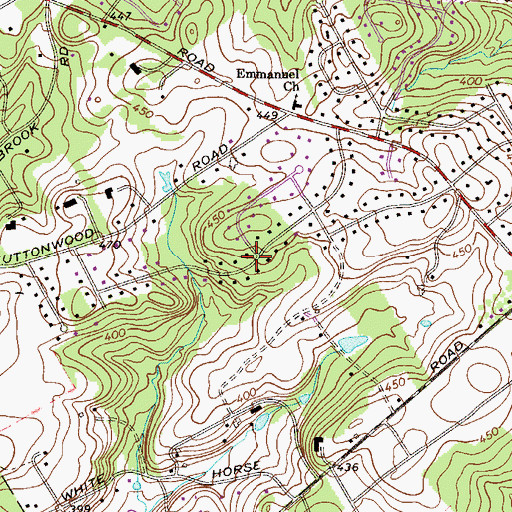 Topographic Map of Buttonwood Farms, PA
