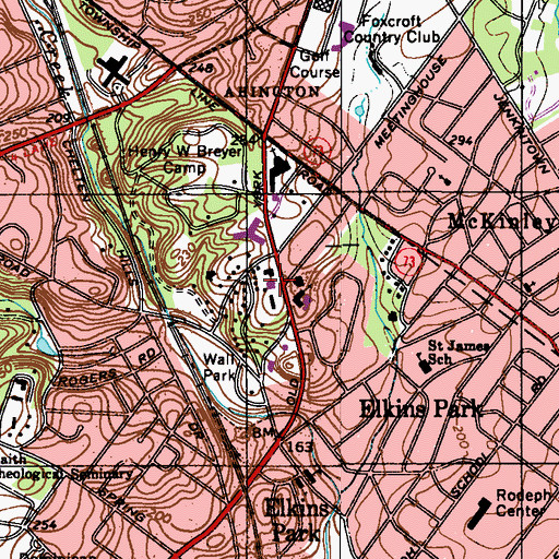 Topographic Map of Cheltenham Township Emergency Medical Services, PA