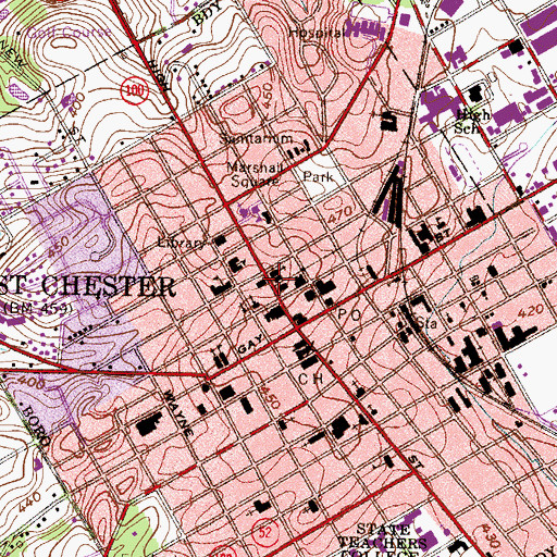 Topographic Map of Chester County Historical Society, PA