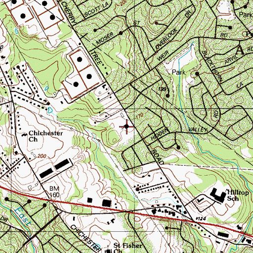 Topographic Map of Chichester Baptist Church, PA