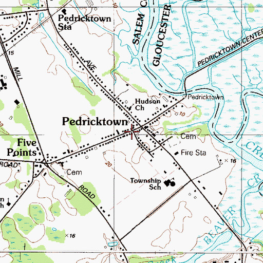 Topographic Map of Pedricktown Post Office, NJ