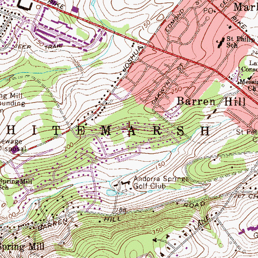 Topographic Map of Andorra Springs, PA