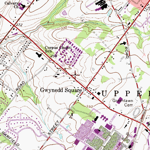 Topographic Map of Gwynedd Square Presbyterian Church, PA