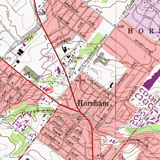 Topographic Map of Horsham Fire Company Station 15, PA
