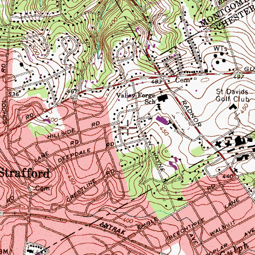 Topographic Map of David Estates, PA