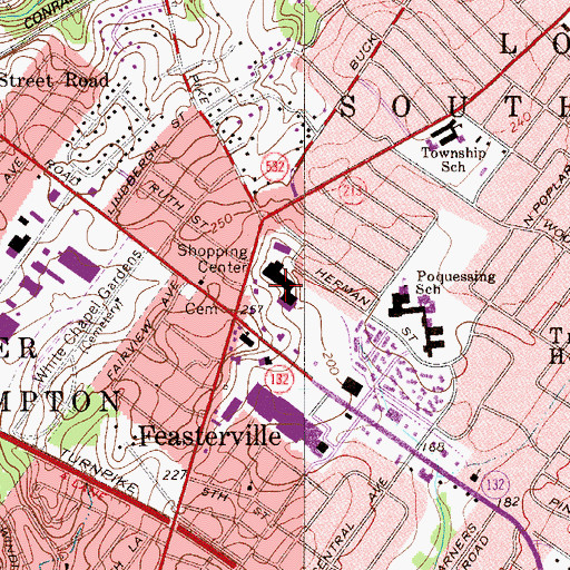 Topographic Map of Feasterville Plaza Shopping Center, PA