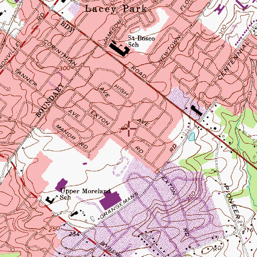 Topographic Map of Fern Village Park, PA