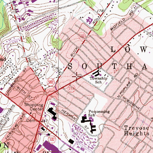 Topographic Map of Tri - Hampton Rescue Squad Station 114, PA