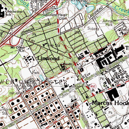 Topographic Map of Marcus Hook Police Department, PA
