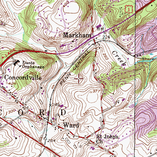 Topographic Map of Newlin Grist Mill Park, PA