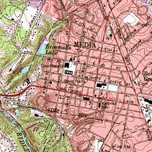 Topographic Map of Media Police Department, PA