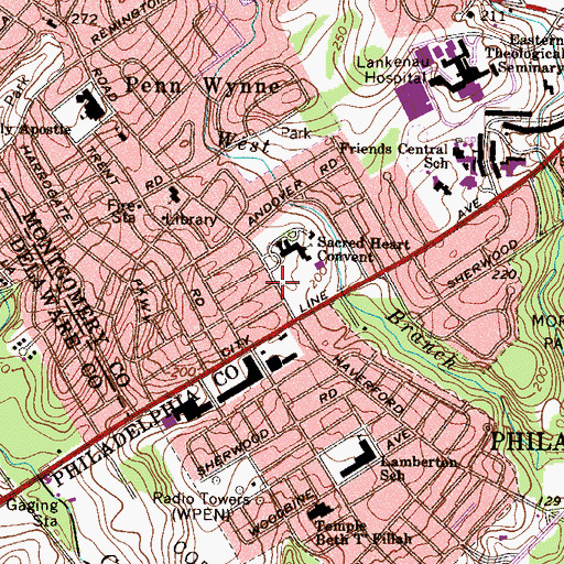 Topographic Map of Kalserman Jewish Community Center, PA