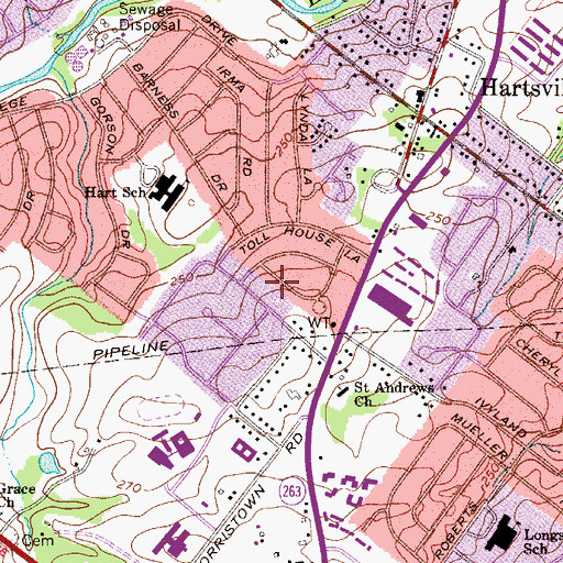 Topographic Map of Saxony Manor, PA