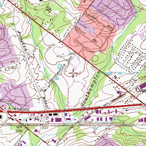 Topographic Map of Shoemaker Village, PA