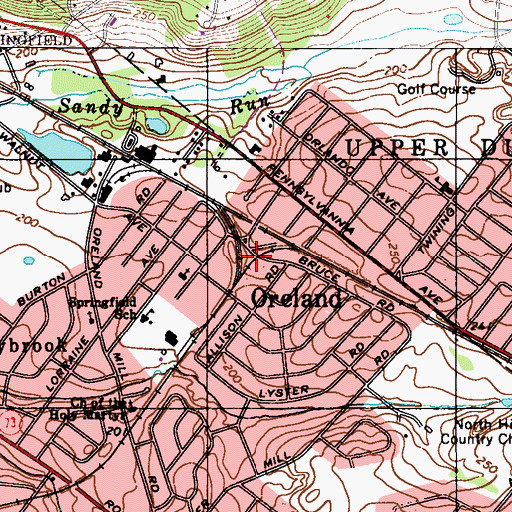 Topographic Map of Oreland Volunteer Fire Company - Station 700, PA