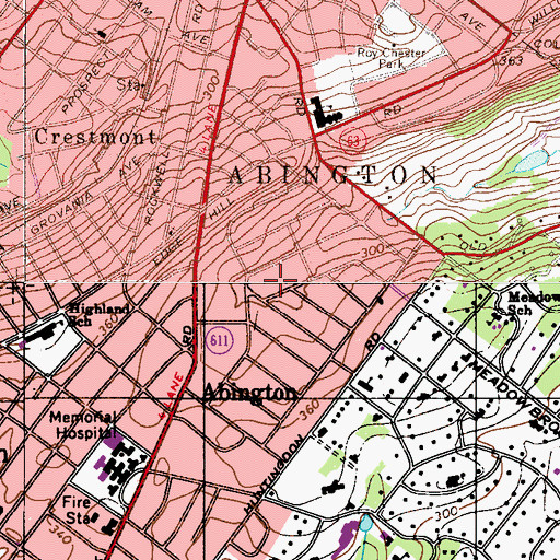 Topographic Map of Our Lady of Help Christian School, PA