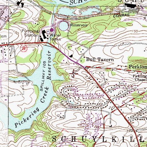 Topographic Map of Pawling Woods, PA
