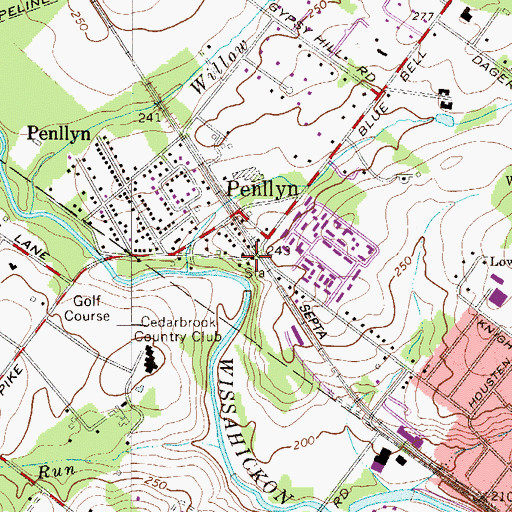 Topographic Map of Penllyn Station, PA