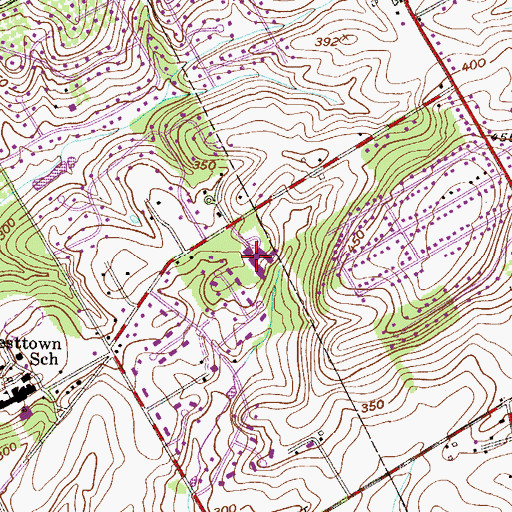 Topographic Map of Penn Wood Elementary School, PA