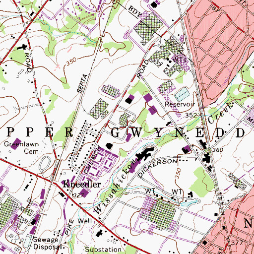 Topographic Map of Pennbrook Industrial Center, PA
