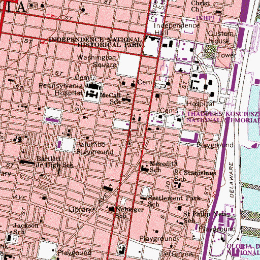 Topographic Map of Philadelphia Fire Department Engine 11, PA