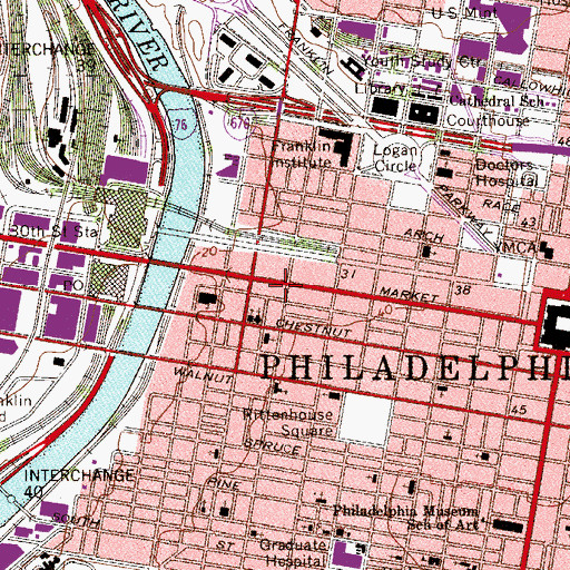 Topographic Map of Philadelphia Fire Department Engine 43 Truck 9, PA