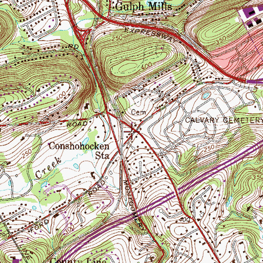 Topographic Map of Piaget School, PA