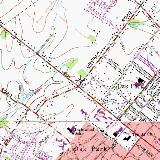 Topographic Map of Plains Mennonite Church, PA