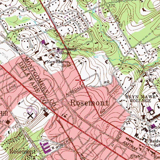 Topographic Map of Rosemont School of Holy Child, PA